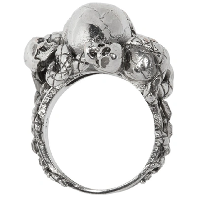 Shop Alexander Mcqueen Gunmetal Multi Skull And Snake Ring In 1441 Gunmet