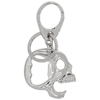 Shop Alexander Mcqueen Silver Skull Keychain In 8126 Pallad
