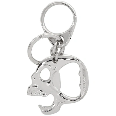 Shop Alexander Mcqueen Silver Skull Keychain In 8126 Pallad