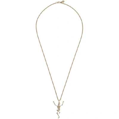 Shop Alexander Mcqueen Gold Dancing Skeleton Necklace In 0953 Tbc