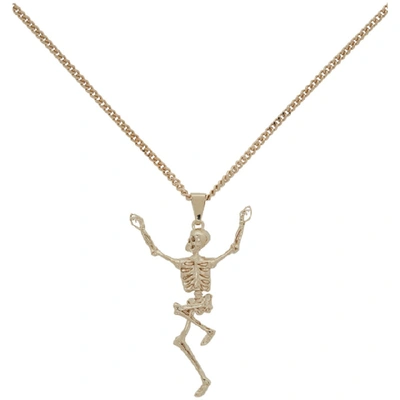 Shop Alexander Mcqueen Gold Dancing Skeleton Necklace In 0953 Tbc