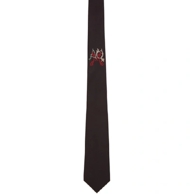 Shop Alexander Mcqueen Black Folk Monogram Tie In 1000 Black