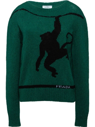 Shop Prada Cashmere Monkey Knit Jumper - Green