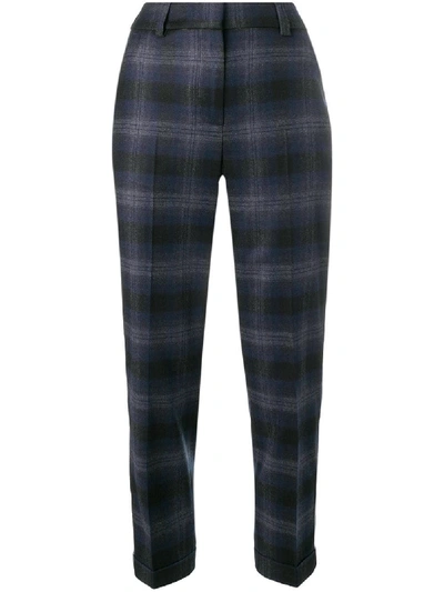 Shop Peserico Check Trousers - Blue