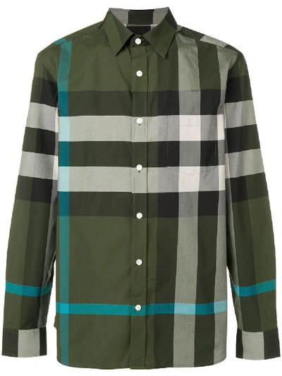 Shop Burberry Check Shirt - Green