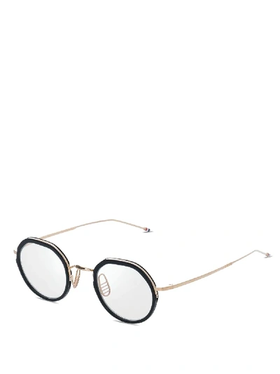 Shop Thom Browne Eyewear Oval Frame Glasses In Black