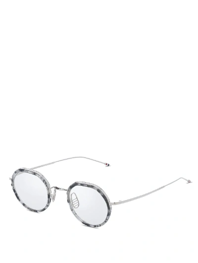 Shop Thom Browne Eyewear Round Frame Glasses In Grey