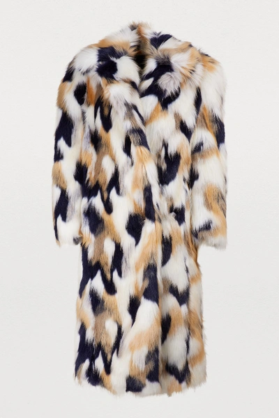 Shop Givenchy Faux Fur Long Coat In Multi