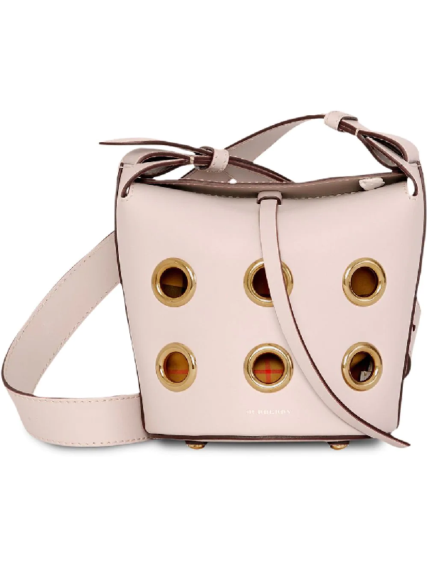 Burberry The Mini Bucket Bag In Grommeted Leather In Pink | ModeSens
