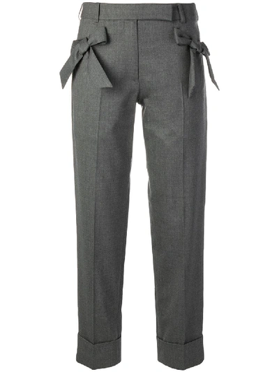 Shop Simone Rocha Tailored Trousers With Bow Ribbons - Grey