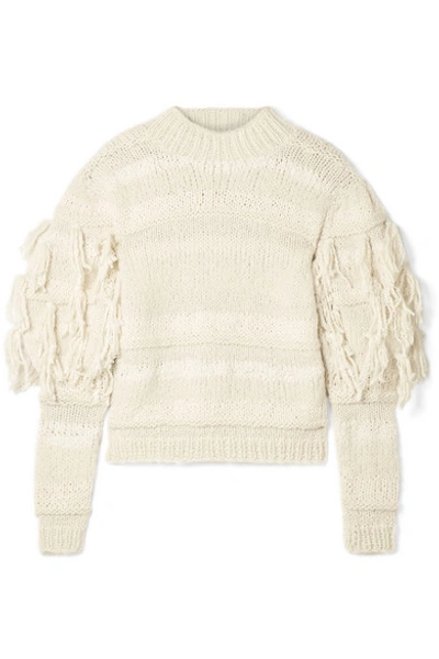 Shop Ulla Johnson Delma Fringed Alpaca And Cotton-blend Sweater In Cream
