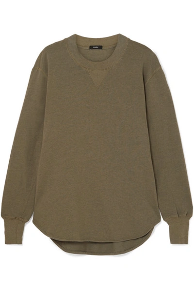 Shop Bassike Organic Cotton-jersey Sweatshirt In Army Green