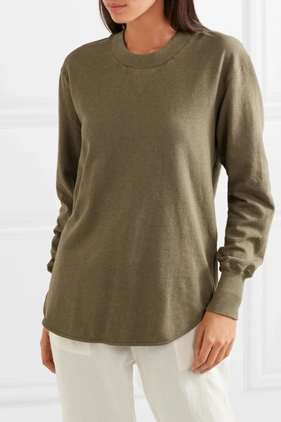 Shop Bassike Organic Cotton-jersey Sweatshirt In Army Green