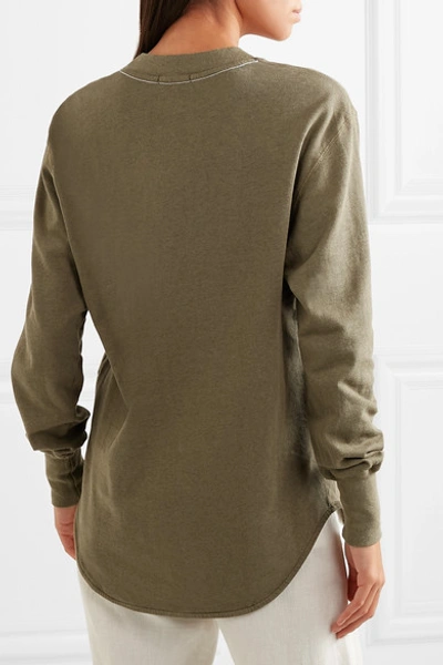 Shop Bassike Organic Cotton-jersey Sweatshirt In Army Green