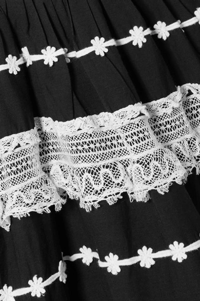 Shop Ulla Johnson Charline Appliquéd Lace-trimmed Cotton-blend Midi Dress In White