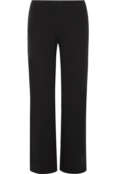 Shop Skin Essentials Pima Cotton-jersey Pajama Pants In Black