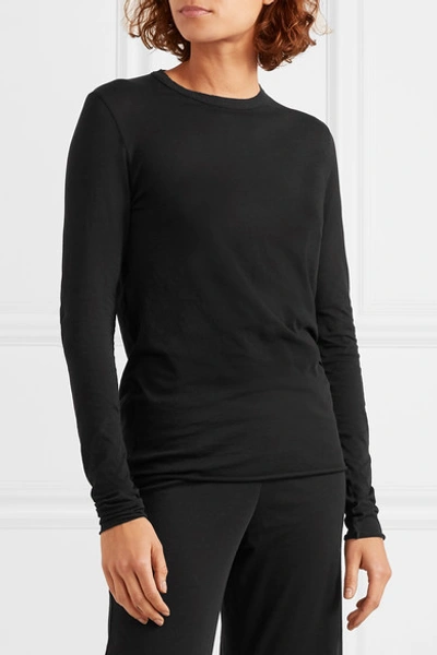 Shop Skin Essentials Pima Cotton-jersey Pajama Top In Black