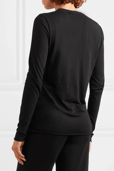 Shop Skin Essentials Pima Cotton-jersey Pajama Top In Black