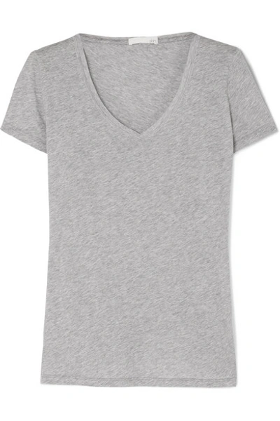 Shop Skin Essentials Pima Cotton-jersey Pajama Top In Gray