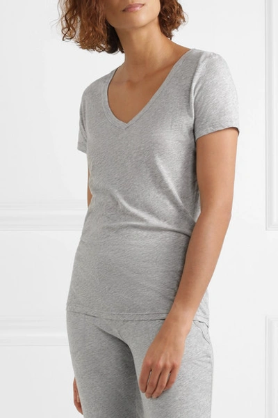 Shop Skin Essentials Pima Cotton-jersey Pajama Top In Gray