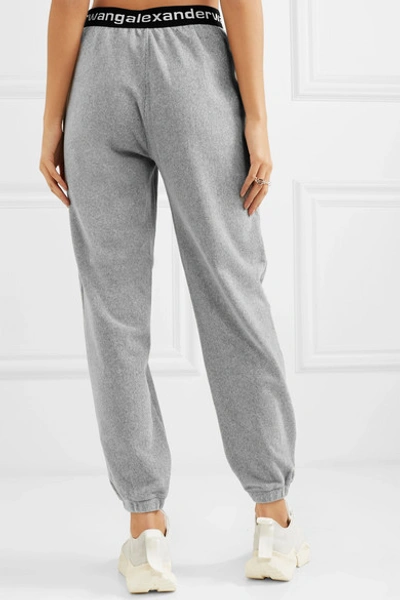 Shop Alexander Wang T Intarsia-trimmed Stretch Cotton-blend Corduroy Tapered Track Pants In Gray