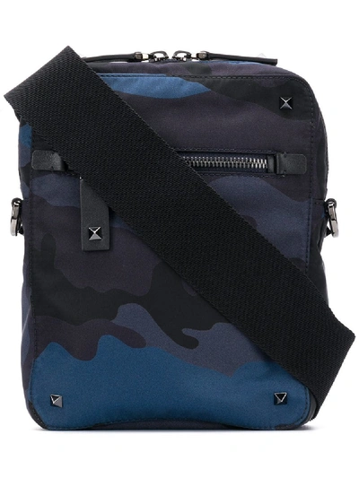 Shop Valentino Garavani Camouflage Messenger Bag - Blue