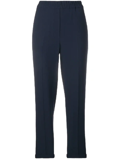 Shop Antonelli Cropped Tapered Trousers - Blue