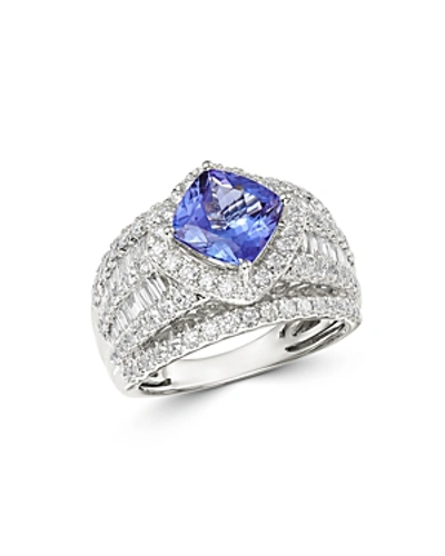 Shop Bloomingdale's Tanzanite & Diamond Statement Ring In 14k White Gold - 100% Exclusive In Blue/white