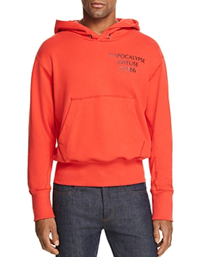 Shop Helmut Lang Upside-down Logo Hooded Graphic Sweatshirt In Lava