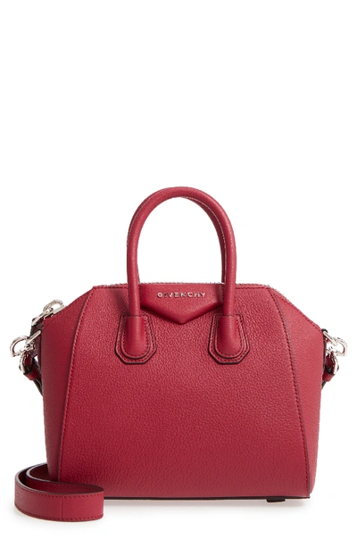 Shop Givenchy 'mini Antigona' Sugar Leather Satchel - Pink In Fig Pink