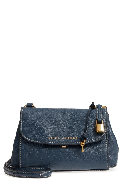 Shop Marc Jacobs Mini The Boho Grind Leather Shoulder Bag - Blue In Blue Sea