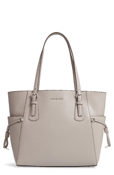 Shop Michael Michael Kors Voyager Leather Tote - Grey In Pearl Grey
