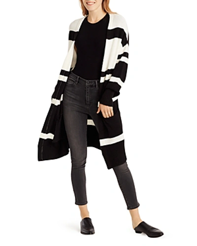 Shop Ella Moss Kimberly Color-blocked Long-line Cardigan In Black