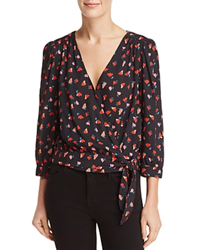 Shop Velvet By Graham & Spencer Rayla Tulip Print Wrap Top In Tulip Red