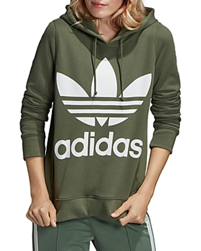 Shop Adidas Originals Trefoil Hooded Sweatshirt In Green