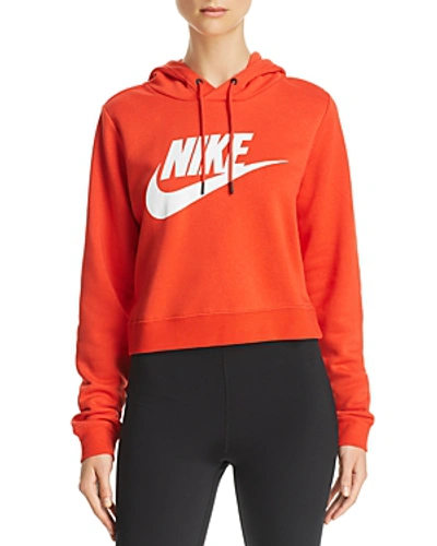 Shop Nike Rally Cropped Hooded Sweatshirt In Habenero Red/white