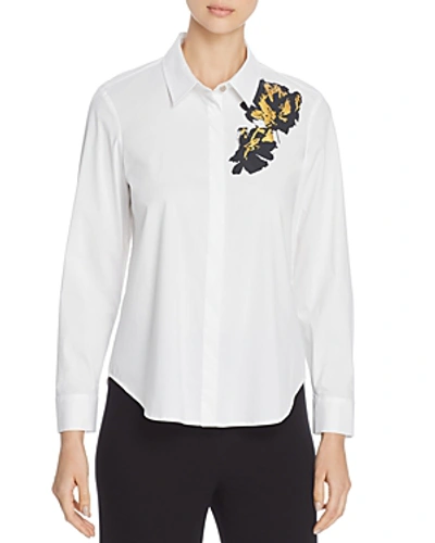 Shop Donna Karan New York Floral Graphic Button Down Top In White