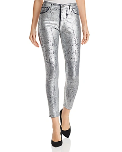 Shop Ag Farrah Metallic Coated Skinny Jeans In Iced Silver