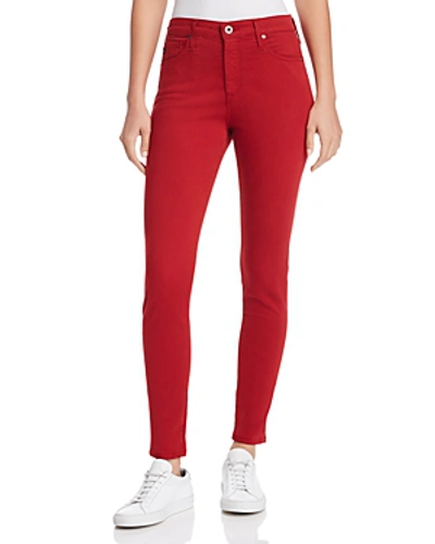 Shop Ag Farrah Ankle Skinny Brushed-sateen Jeans In Red Amaryllis