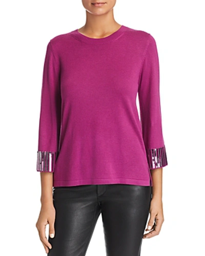 Shop Le Gali Isabella Sequin-cuff Sweater - 100% Exclusive In Orchid Pink