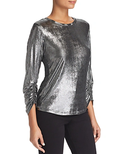 Shop Le Gali Maura Ruched-sleeve Top - 100% Exclusive In Silver