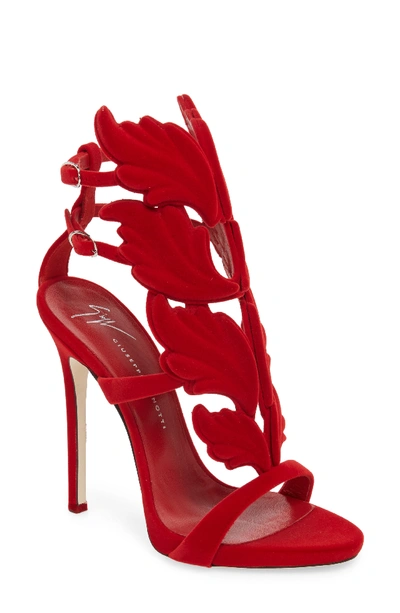 Shop Giuseppe Zanotti Cruel Wing Sandal In Red Suede