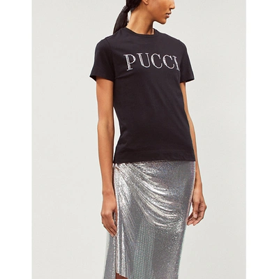 Shop Emilio Pucci Logo-print Cotton-jersey T-shirt In Nero