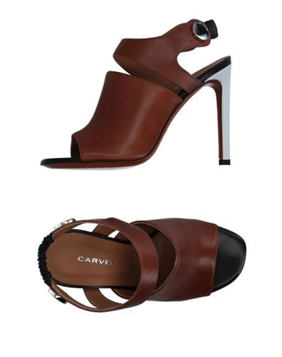 Shop Carven Sandals In Cocoa