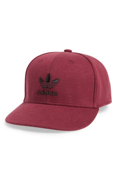 Shop Adidas Originals Trefoil Snapback Baseball Cap - Red In Collegiate Burgundy/ Black