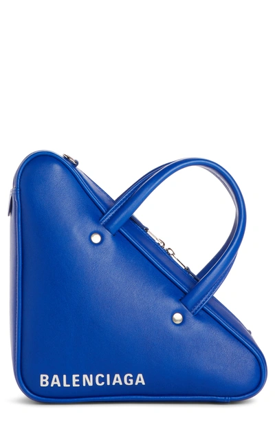 Shop Balenciaga Extra Small Triangle Leather Bag - Blue In Royal Blue