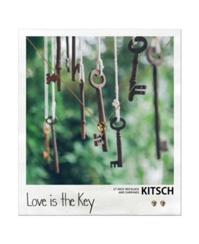 Shop Kitsch Insta Collection Heart Lock Necklace And Earring Box Set In Gold