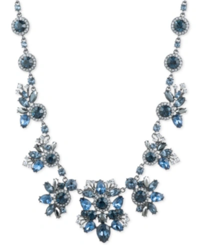 Shop Givenchy Hematite-tone Blue Crystal Collar Necklace, 16" + 3" Extender