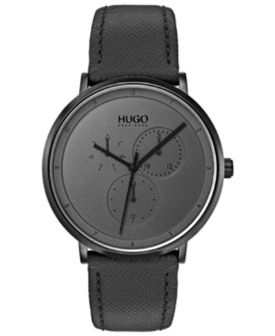Shop Hugo Boss Hugo Men's #guide Ultra Slim Black Leather Strap Watch 40mm In Grey