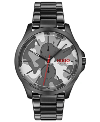 Shop Hugo Boss Men's #jump Black Ion-plated Stainless Steel Bracelet Watch 41mm In Camo